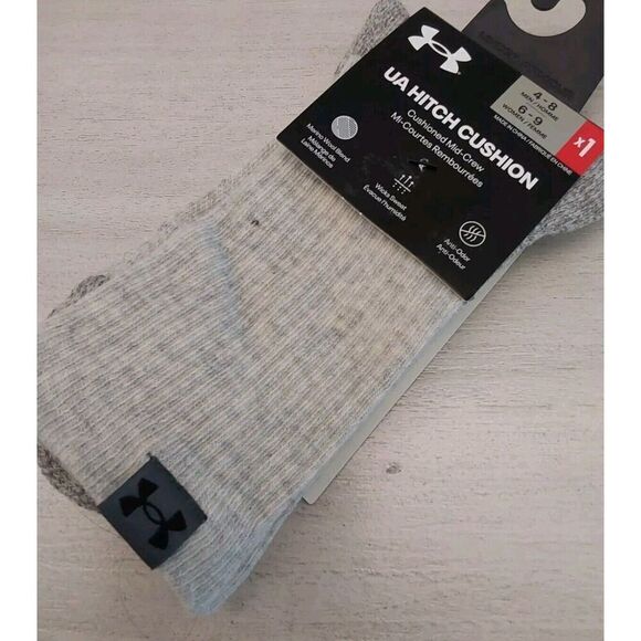 Under Armour 1357227-110 Hitch Cushion Mid-Crew Socks Sz 4-8 SUMMIT WHITE - Picture 4 of 7